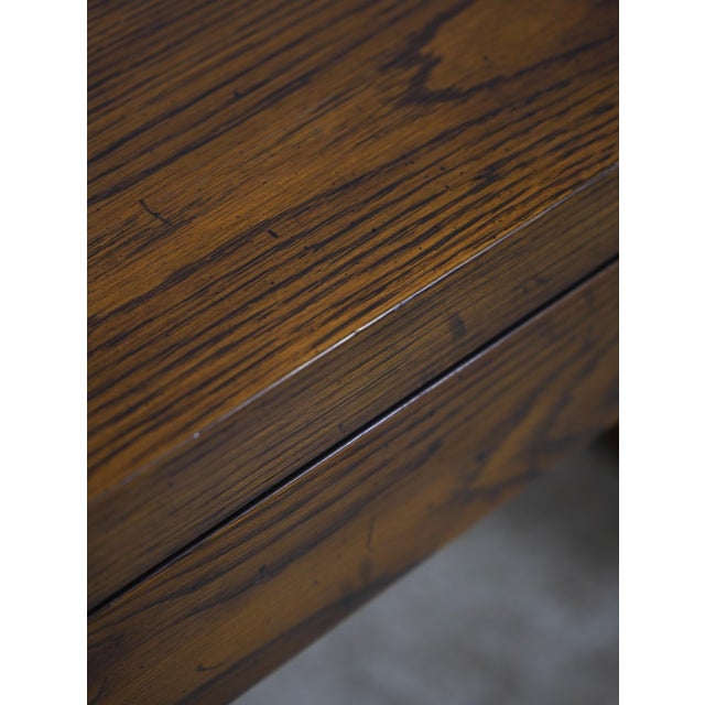 Henredon Oak Campaign Style 1 Drawer Writing Desk For Sale - Image 13 of 18