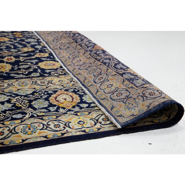 Vintage Handmade Wool Rug in Navy Blue With Allover Motif 10 X 13 For Sale - Image 4 of 11