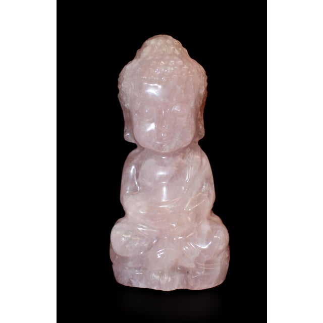 Gemstone Mid 20th Century Natural Rose Quartz Baby Buddha Statue For Sale - Image 7 of 10