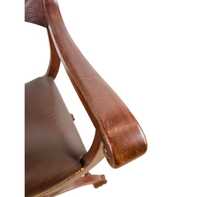 Wood Vintage Renaissance Revival Savonarola X-Frame Chair For Sale - Image 7 of 18