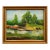 9 X 11 Vintage 1944 Signed Pastoral Cows at Watering Hole Original Oil on Canvas, Framed For Sale