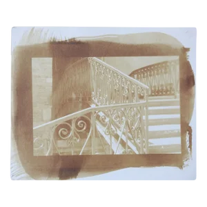 Vintage Cyanotype Architectural Wrought Iron Fence Photograph