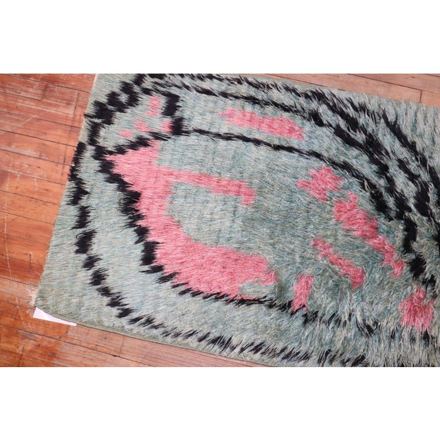 Mid 20th Century Mint Green Swedish Rya rug no. j3724 For Sale - Image 5 of 6