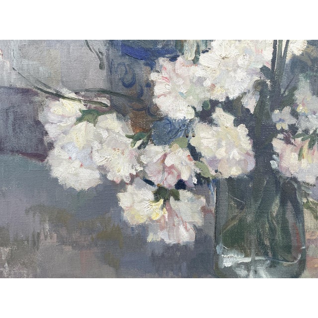 Forest Green Charles Swyncop, Floral Still Life, 1920s, Oil on Canvas For Sale - Image 8 of 18