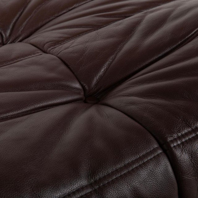 Ligne Roset Togo Ottoman in Brown Leather by Michel Ducaroy for Ligne Roset For Sale - Image 4 of 15
