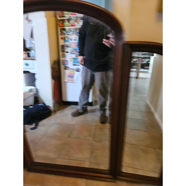 1990s Ethan Allen Georgian Court Mirror Trifold Dresser Chest Cherry Chippendale 297 For Sale - Image 13 of 13