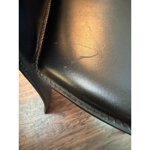 Animal Skin Vintage Cattelan Italia “Lara” Black Leather Dining Chairs – Set of 8 – Made in Italy For Sale - Image 7 of 8