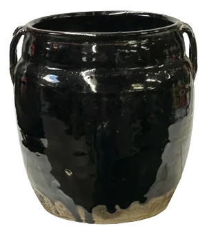 Vintage Earthy Dark Brown Black Village Rural Pottery Ceramic Pot Vase