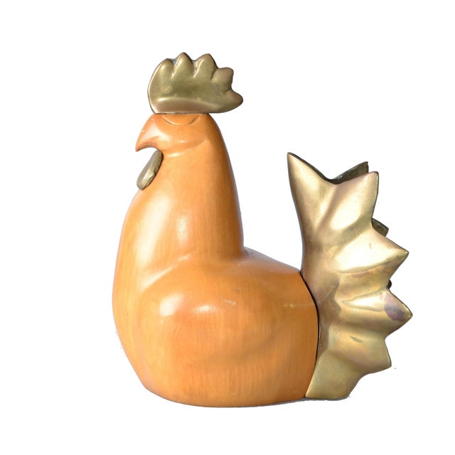 Wooden Rooster & Chicken Figurines - A Pair For Sale - Image 4 of 9