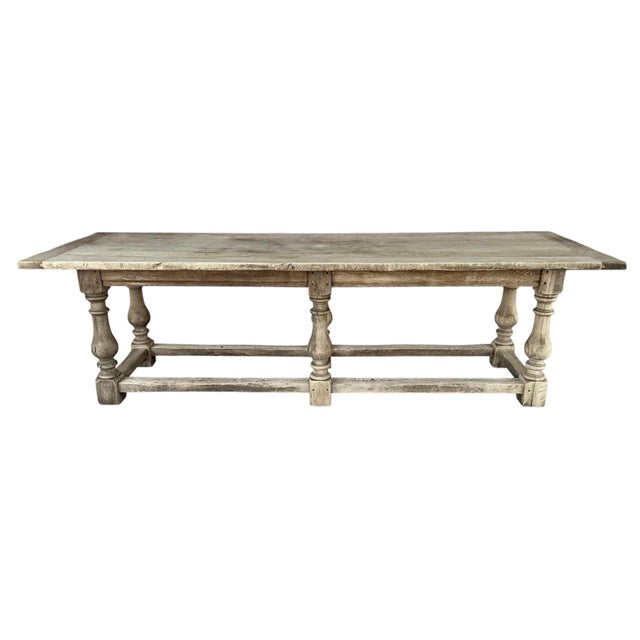Wood English Jacobean Style Bleached Oak Dining Table, Late 19th Century For Sale - Image 7 of 11