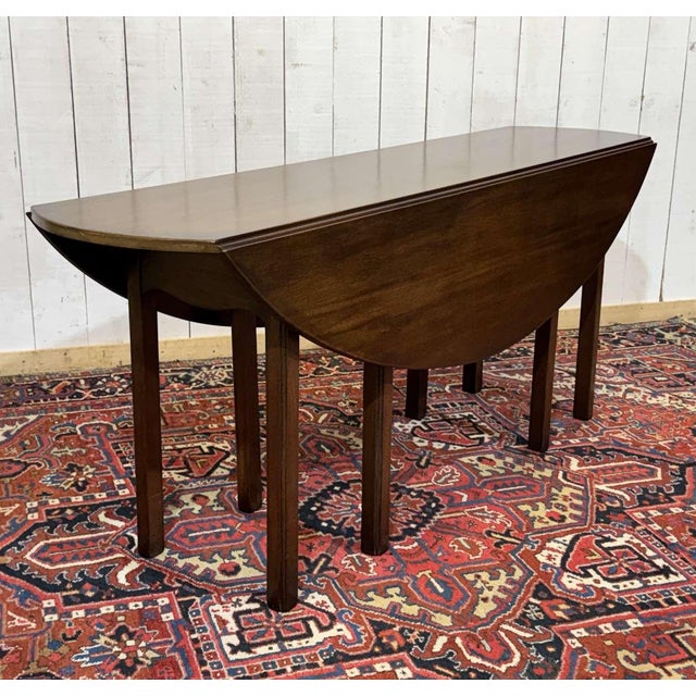 English Drop-Leaf Mahogany Gateleg Table, 1950s For Sale - Image 4 of 14