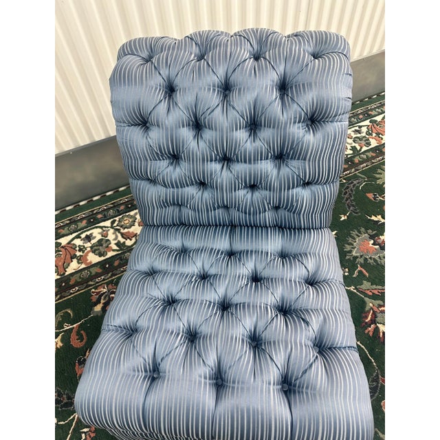 Baker Furniture Company 1980s Blue Baker Parlor Chair For Sale - Image 4 of 8