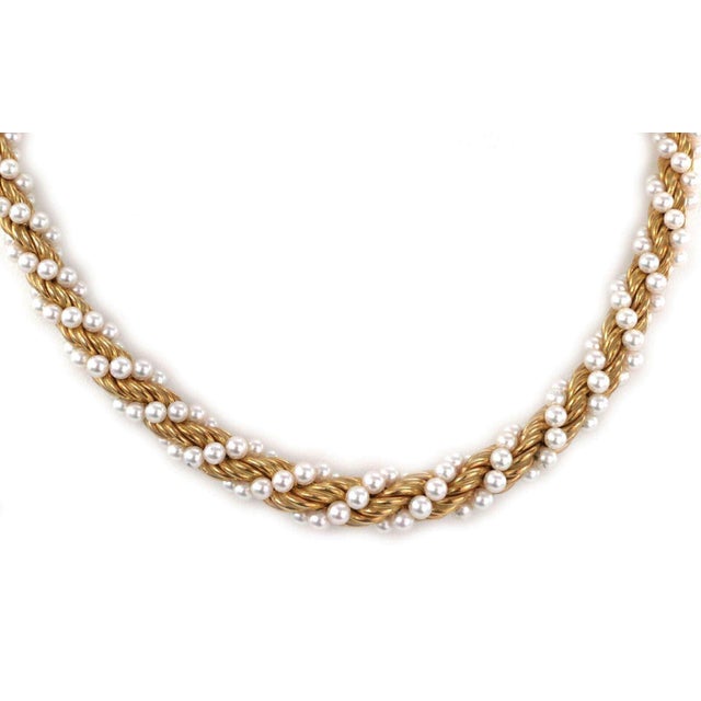 Contemporary Mikimoto Natural Pearls 18k Yellow Gold Rope Necklace For Sale - Image 3 of 5