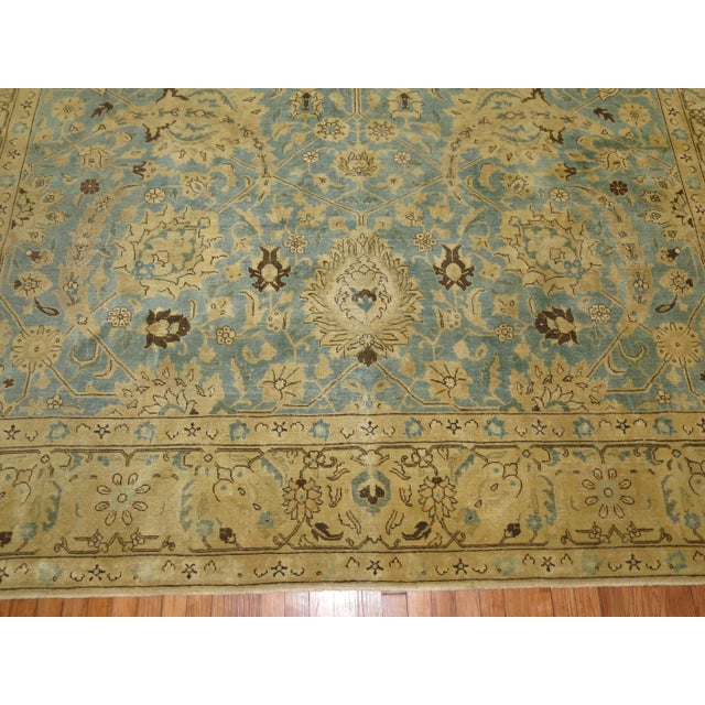 Early 20th Century Antique Light Blue Gold Tabriz Rug - 9'1" x 12'10" For Sale In New York - Image 6 of 10