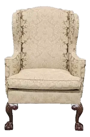 Late 20th Century Hickory Chair Chippendale Style Mahogany Wing Chair Double Ball & Claw Feet