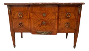 Louis XVI Style Chest of Drawers in Veneer Marquetry, 20th Century
