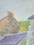 Modernist landscape oil painting on masonite board by the popular Swedish artist Arne Granhall (1915–2004), titled "Hus...