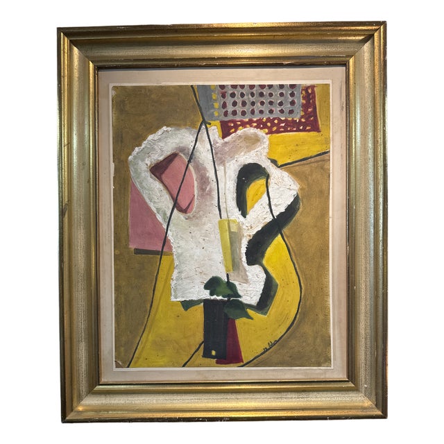 L. Latapie, Art Deco Composition, 1939, Oil on Board For Sale