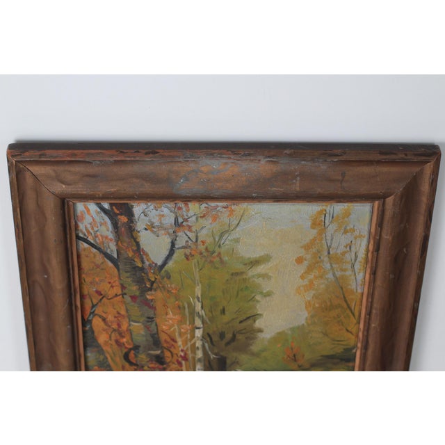 Brown Mid-Century Autumn Landscape Original Oil Painting Signed Kenneth Askin For Sale - Image 8 of 16