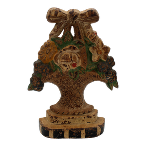 Late 19th Century Basket of Flowers Cast Iron Doorstop