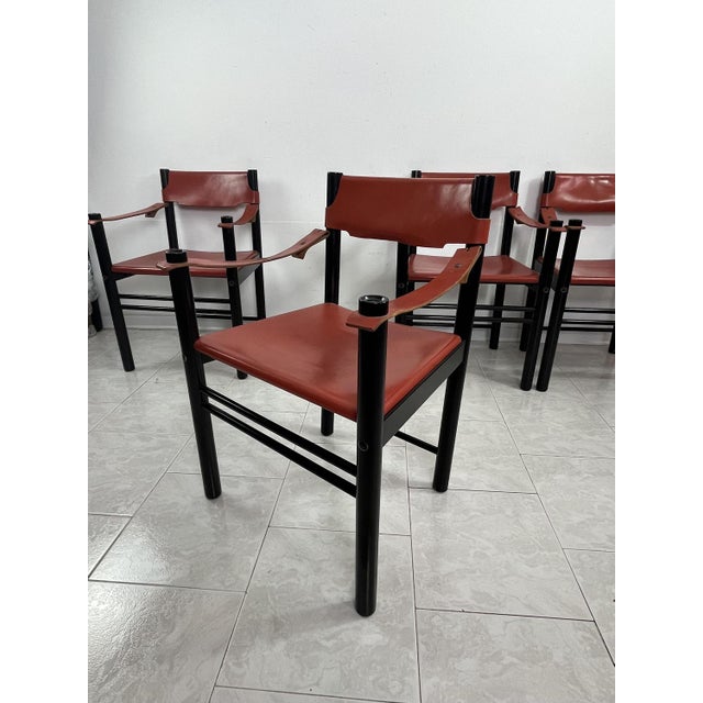 Mid-Century Ibisco Leather Armchairs, Italy, 1960s, Set of 4 For Sale - Image 6 of 14