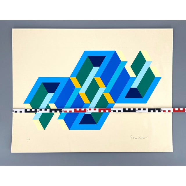 Blue Ernst Helmstädter, Dual Object, 1981, Color Screen Print For Sale - Image 8 of 9