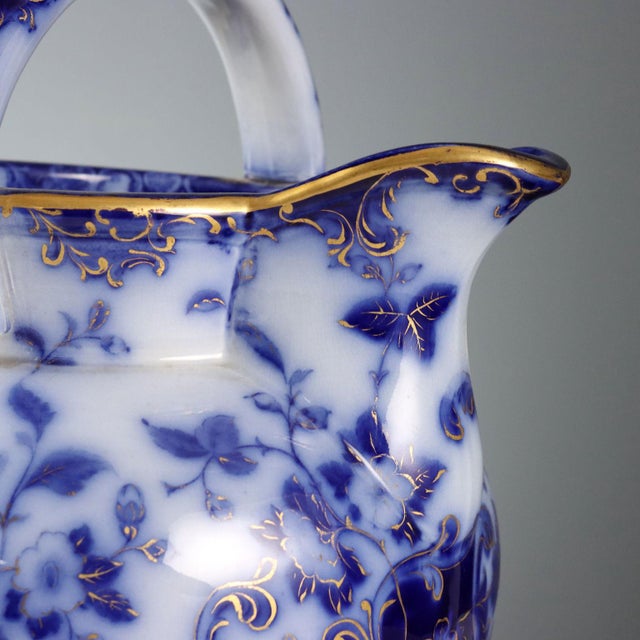 Flow Blue Porcelain Jug with Basin, Set of 2 For Sale - Image 4 of 14