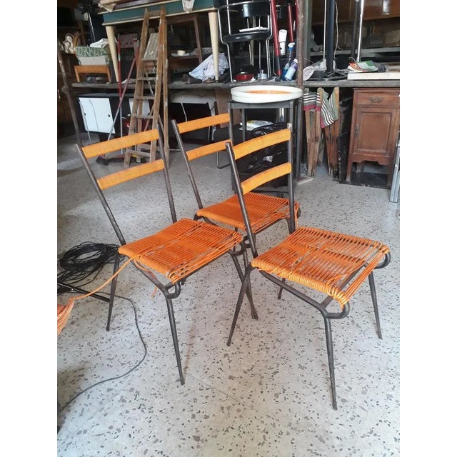 Metal Chair with Woven Plastic Seat, 1960s For Sale - Image 4 of 17
