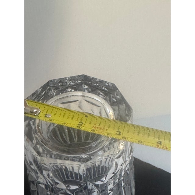 Val St. Lambert Belgium Crystal Vase With Vertical Fluting Faceted Diamond Cut Base For Sale - Image 10 of 13