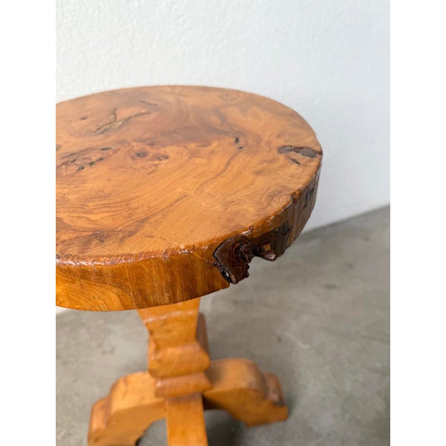 Folk Art Handcrafted Elm Stool, 1950s For Sale - Image 17 of 18