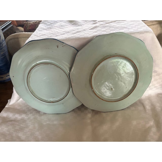 Pair of Delft Style Vintage Hand Painted Plates For Sale - Image 10 of 15