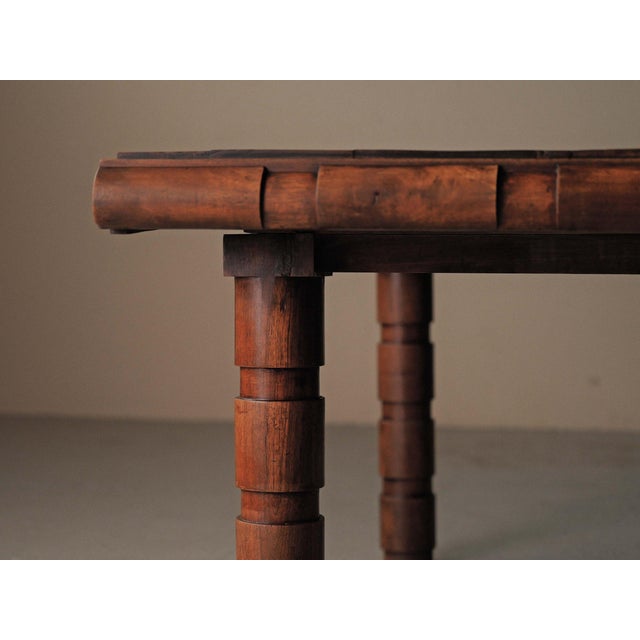 Brown Modernist Oak and Walnut Table, France, 1940s For Sale - Image 8 of 16