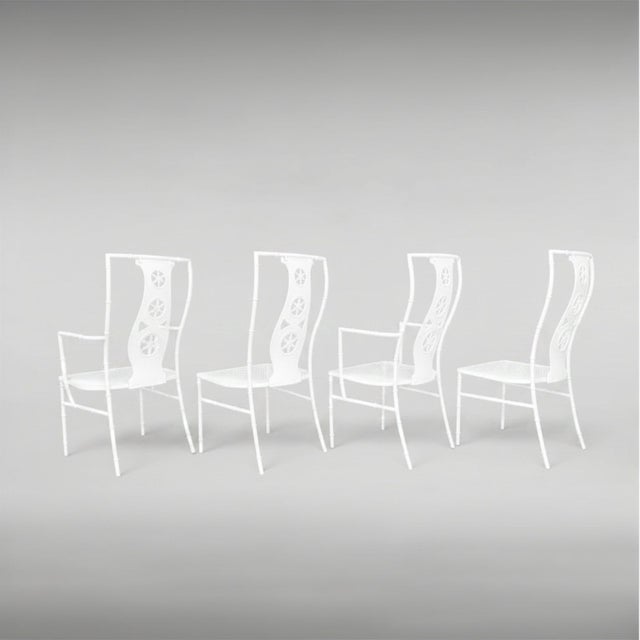 John Salterini Mid-Century Salterini Montego Chairs and Table, Set of Five Pinwheel Back, Attributed For Sale - Image 4 of 8