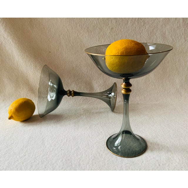 1950s French Crystal Champagne Coupes - Set of 2 For Sale - Image 5 of 18