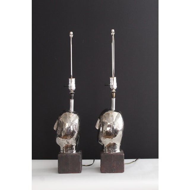 Ceramic Mid 20th Century Brancusi Style Sculptural Lamps - a Pair For Sale - Image 7 of 11