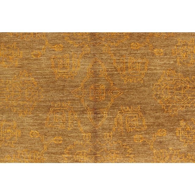 Light tan and bright yellow and very finely woven Transitional rug in the tan background and bright yellow highlights,...