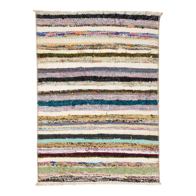 Mini Vintage Decorative Rag Rug - 1`9″ X 2`6″ For Sale