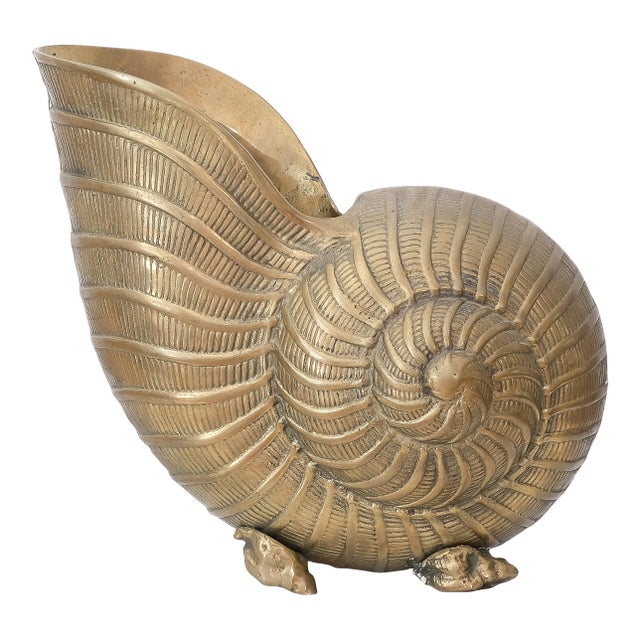 Mid 20th Century Nautilus Brass Champagne Bottle Holder For Sale