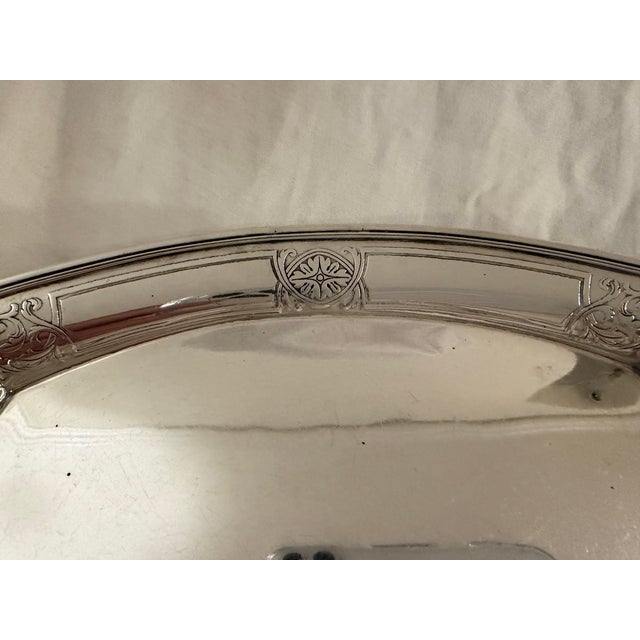 Metal Antique Tiffany & Co. Sterling Silver Oval Dish With Ornate Floral Handle For Sale - Image 7 of 10