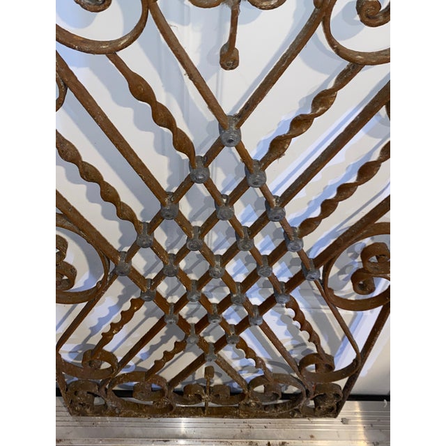 French 19th Century Antique French Wrought Iron Window Grille & Architectural Garden Panel For Sale - Image 3 of 12