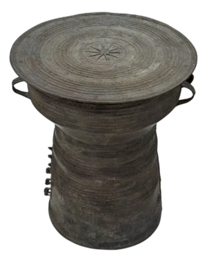 Cast Bronze Rain Drum With Elaborate Detail Patina Finish