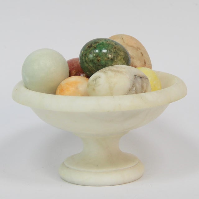 Alabaster Fruit Bowl with Decorative Eggs, 1970s, in Very Good conditions. Designed 1970 to 1979