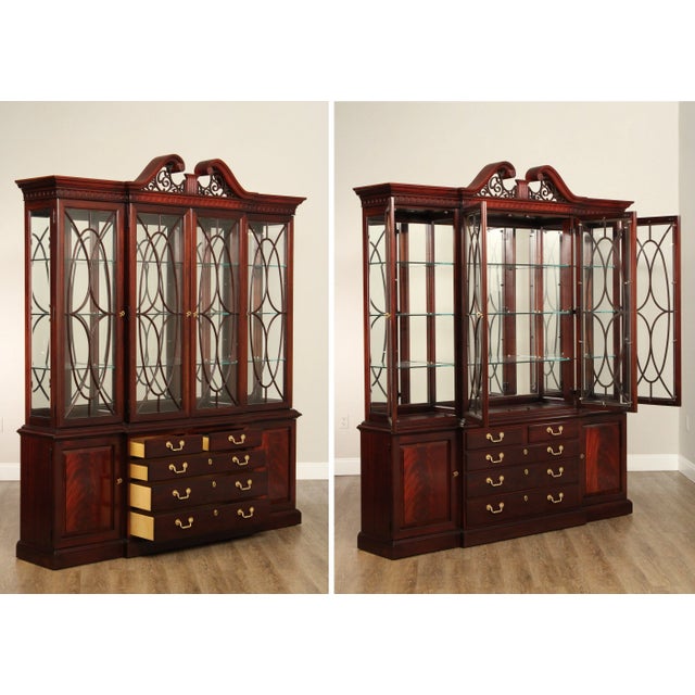 Brown Thomasville Georgian Style Large Mahogany China Display Breakfront For Sale - Image 8 of 12