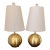 Kate Spade New York Modern Brass Globe Table Lamps With Linen Shades and Glass/Gold Finials - a Pair For Sale