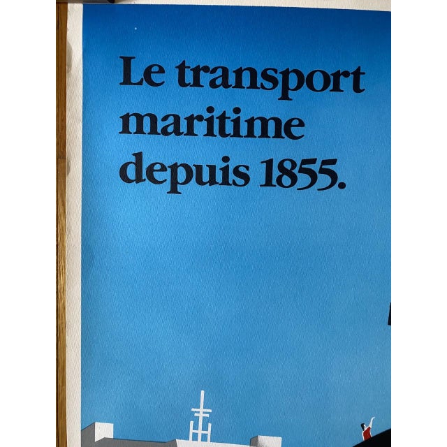 Blue Maritime Transport Poster from Fix Masseau, 1990s For Sale - Image 8 of 9