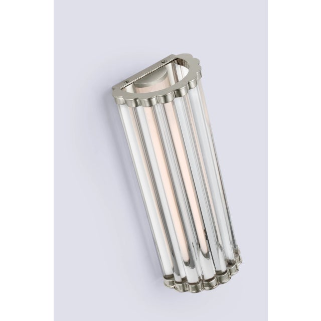 Visual Comfort Chapman & Myers for Visual Comfort Signature Kean 14" Sconce in Polished Nickel with Clear Glass Rods For Sale - Image 4 of 7