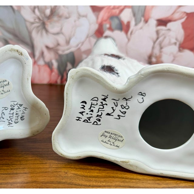 Late 20th Century Pair of Vintage Staffordshire Style Spaniel Dogs Ceramic Statues Portugal Jay Willfred For Sale - Image 5 of 9