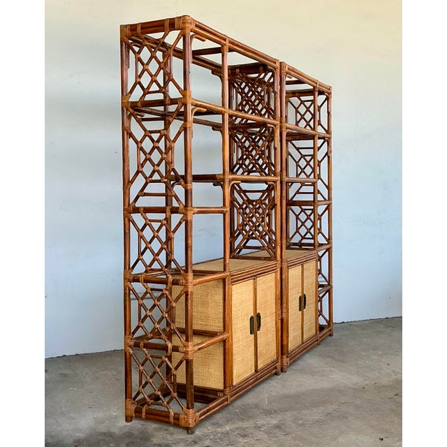 Vintage Bamboo Fretwork Etagere - A Pair For Sale - Image 11 of 12