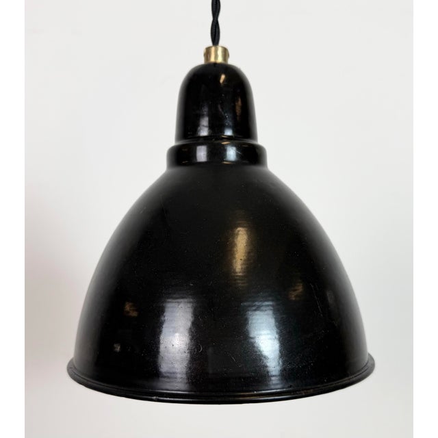 Small Industrial Black Enamel Pendant Lamp, 1950s For Sale - Image 6 of 14