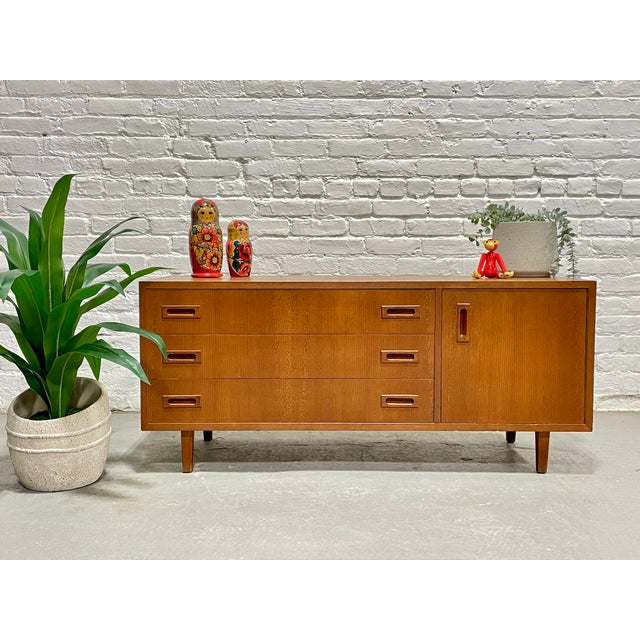 Brown Danish Mid Century Modern Teak Credenza | Low Sideboard, Compact Apartment Size, Denmark, C. 1960’s For Sale - Image 8 of 12